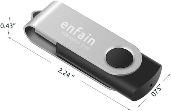 10-Pack Enfain 16GB USB 2.0 Swivel Flash Drives Shareable Data Storage for Home & Office Use (Black) : Electronics