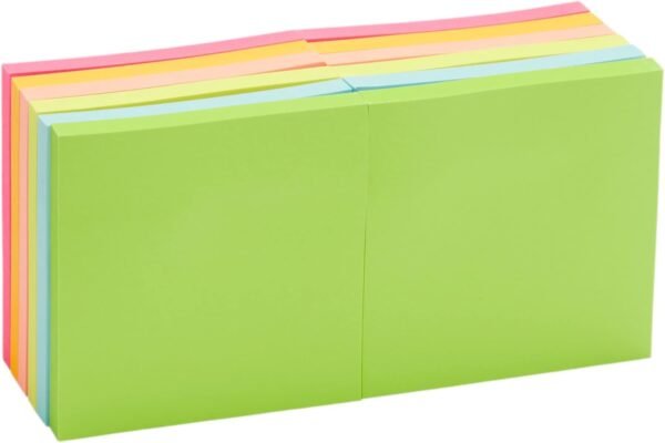 Amazon Basics Bulk Sticky Notes Office Supplies for Desk, 3x3 inch, 12-Pack, Assorted Colors