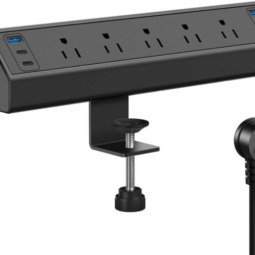 Desk Clamp Power Strip USB C,40W Total Fast Charging Station,4 PD 20W USB C Ports,Desk Edge Mount Power Strip 6 USB Ports 5 AC Outlets Surge Protector,Fit 1.96" Tabletop Edge,ETL Listed
