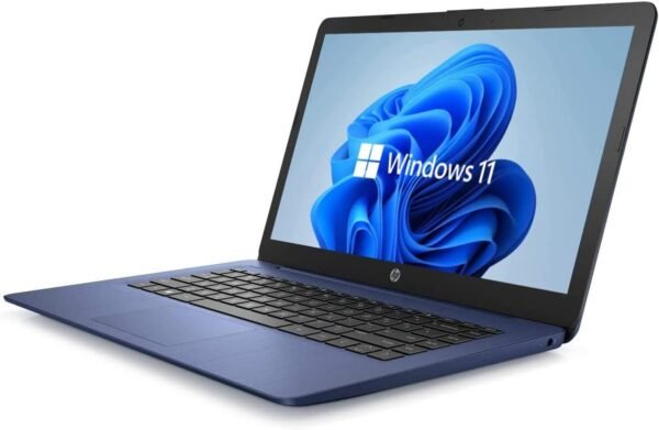 HP 14" HD Laptop, Windows 11, Intel Celeron Dual-Core Processor Up to 2.60GHz, 4GB RAM, 64GB SSD, Webcam, Dale Blue (Renewed)