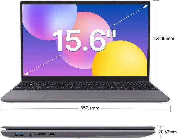 ApoloSign 15.6" Full HD Laptop, 12GB RAM, 512GB SSD, Expandable to 1TB, Intel N5095 Processor, Dual-Band WiFi, 178° Viewing Angle, Dual Speakers-Gray