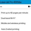 HP LaserJet Pro 4001dw Wireless Black & White Printer, Best-for-Office (2Z601F)