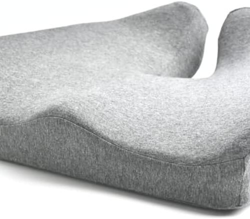C CUSHION LAB Patented Pressure Relief Seat Cushion for Long Sitting Hours on Office/Home Chair, Car, Wheelchair - Extra-Dense Memory Foam for Hip, Tailbone, Coccyx, Sciatica - Light Grey
