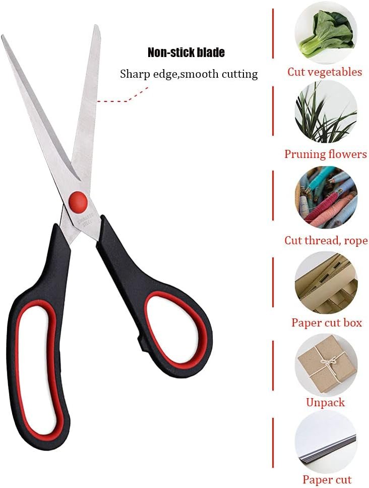 Scissors, Multipurpose office Scissors,8.5 Inch Ultra Sharp Shears, Comfort-Grip Handles Household scissors,Sturdy Sharp Craft Supplies - Pack of 5, Right/Left Hande - Image 4