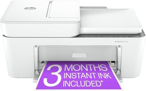 HP DeskJet 4255e Wireless All-in-One Color Inkjet Printer, Scanner, Copier, Best-for-Home, 3 Month Instant Ink Trial Included (588S6A)