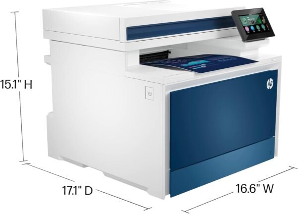 HP Color LaserJet Pro MFP 4301fdn Printer, Print, Scan, Copy, Fax, Fast, Easy setup, Mobile printing, Advanced security, Best-for-small teams. Ethernet & USB only. Not Wireless. 16.6 x 17.1 x 15.1 in.