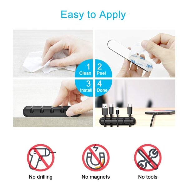 Version 1.0.0 Cord Organizer, Cable Clips Cord Holder, Cable Management USB Cable Power Wire Cord Clips, 2 Packs Cable Organizers for Car Home and Office (5, 3 Slots)