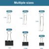 Binder Clips Paper Clips Assorted Sizes, 340pcs Black Binder Clips Jumbo Paperclips Set, Large Paper Clips for Office, School Supplies, Binder & Paper Clips in Container with Compartments