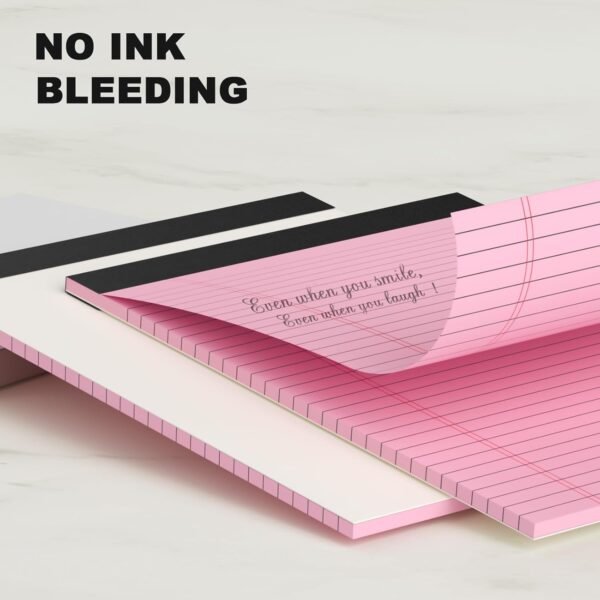 Pink Legal Pad Note Pads 8.5x11 inch, Wide Ruled Clear Print Writing Pads 30 Sheets/Pad, 20lb Colored Paper, Perforated Notepad with Sturdy Back (3 Pads Pink)
