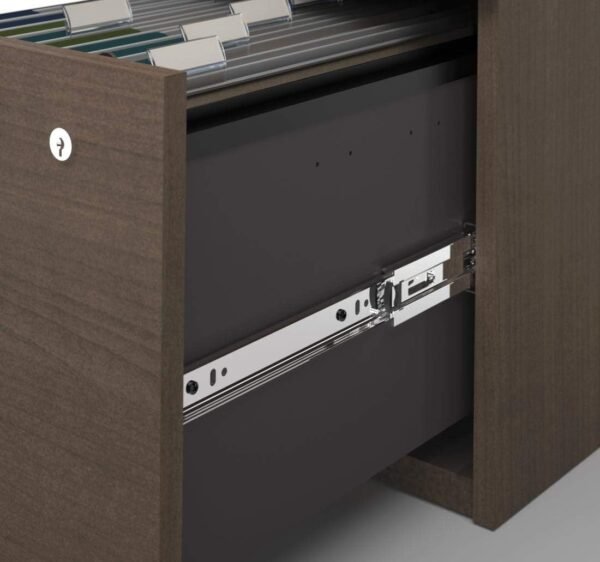Bestar Logan U or L-Shaped Executive Office Desk with Pedestal and Hutch in Antigua, 66W