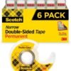 Scotch Double Sided Tape with Tape Dispenser, Office and School Supplies for Arts and Crafts, Alternative to Scrapbooking Tape, 0.75 in. x 500 in., 6 Tape Rolls with 6 Tape Dispensers
