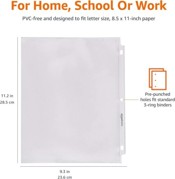 Amazon Basics Clear Top Loading Sheet Protectors for 3 Ring Binder, Polypropylene, 8.5 x 11 Inch, 200-Pack
