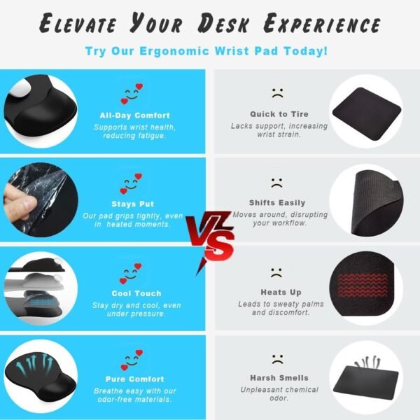 ErgoComfort Gel Wrist Rest Mouse Pad-Ergonomic Office Mousepad with Wrist Support-Non-Slip, Design Desk Accessories Mat for Home&Game Decor (02Pink Serenity)