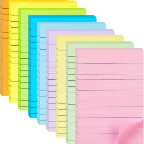 9 Pack Lined Sticky Notes 4X6 in Post, 9 Pastel Colors Large Ruled Post Sticky Colorful Super Sticking Power Memo Pads Strong Adhesive, Sticky Notes with Lines Office, Home, 35 Sheets/pad