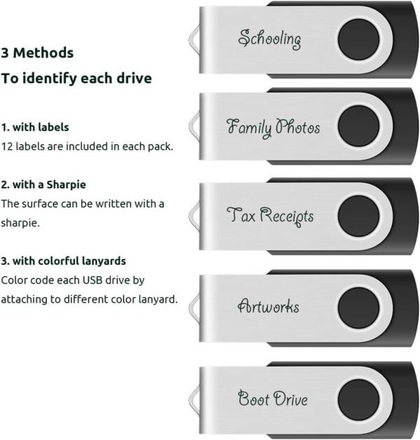 10-Pack Enfain 16GB USB 2.0 Swivel Flash Drives Shareable Data Storage for Home & Office Use (Black) : Electronics