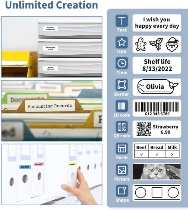 Phomemo D30 Label Maker, Bluetooth Wireless Mini Pocket Smartphone Label Maker Machine, Direct Thermal Printer Rechargeable Labeler for Home Office Labeler, Works with Tablet, Phones