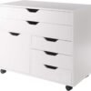 Winsome Halifax Storage Mobile Cabinets, 1 Door, 3 Drawers, 2 Wide Drawers, for Home Office, White
