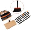 TreeLen Broom and Dustpan Set with 52" Long Handle for Home Kitchen Room Office Lobby Floor Use Upright Stand Up Stand Up Broom with Dustpan Combo