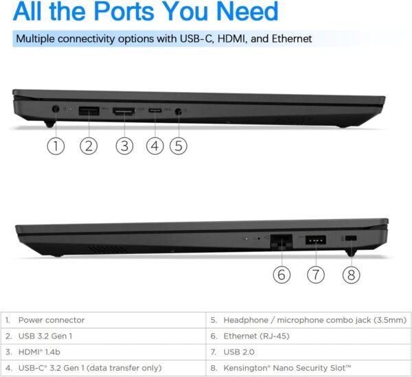 Lenovo V15 Business Laptop | Intel Pentium N6000 4-core Processor | 15.6 FHD (1920 x 1080) | 40GB RAM | 1TB PCIe SSD | Anti-Glare | WiFi-6 | Military Durability | Ethernet RJ-45 | Windows 11 Pro