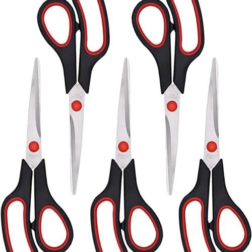 Scissors, Multipurpose office Scissors,8.5 Inch Ultra Sharp Shears, Comfort-Grip Handles Household scissors，Sturdy Sharp Craft Supplies - Pack of 5, Right/Left Hande