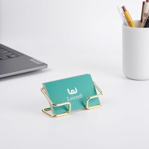 Business Card Holder for Desk, Cute Metal Card Organizers and Office Desk Accessories for Men and Women (Golden)
