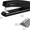 Amazon Basics Stapler with 1000 Staples, Office Stapler, 25 Sheet Capacity, Non-Slip, Black