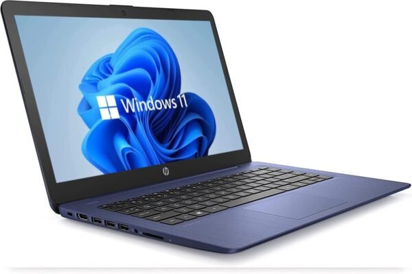 HP 14" HD Laptop, Windows 11, Intel Celeron Dual-Core Processor Up to 2.60GHz, 4GB RAM, 64GB SSD, Webcam, Dale Blue (Renewed)
