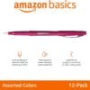 Amazon Basics Felt Tip Markers, Assorted Colors, 12-Pack