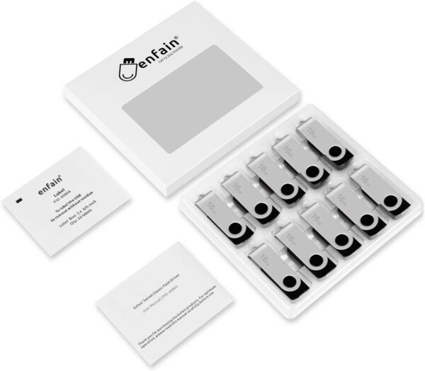 10-Pack Enfain 16GB USB 2.0 Swivel Flash Drives Shareable Data Storage for Home & Office Use (Black) : Electronics