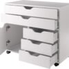 Winsome Halifax Storage Mobile Cabinets, 1 Door, 3 Drawers, 2 Wide Drawers, for Home Office, White