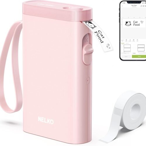 Nelko Label Maker Machine with Tape, P21 Bluetooth Label Printer, Wireless Mini Label Makers with Multiple Templates for Organizing Office Home, Pink