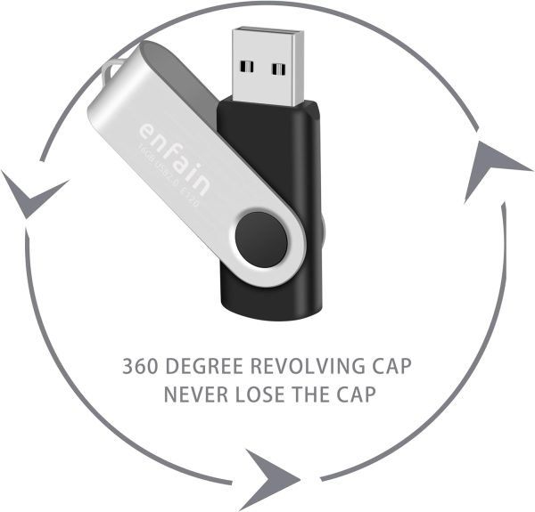 10-Pack Enfain 16GB USB 2.0 Swivel Flash Drives Shareable Data Storage for Home & Office Use (Black) : Electronics