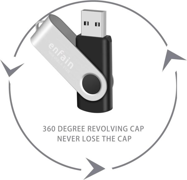 10-Pack Enfain 16GB USB 2.0 Swivel Flash Drives Shareable Data Storage for Home & Office Use (Black) : Electronics
