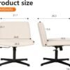 FDW Criss Cross Chair Armless Cross Legged Office Desk Chair Adjustable Swivel Ergonomic Desk Chair No Wheels U Shaped Backrest with Wide Seat Native Sponge Computer Task Vanity Chair for Home Office