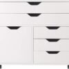 Winsome Halifax Storage Mobile Cabinets, 1 Door, 3 Drawers, 2 Wide Drawers, for Home Office, White