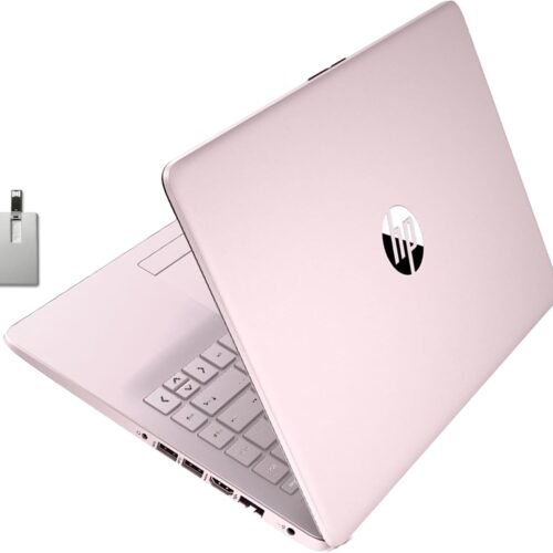 HP Premium Stream 14" HD BrightView Laptop, Intel Celeron N4120, 16GB RAM, 64GB eMMC Storage, UHD Graphics, HD Webcam, 1 Year Office 365, Bluetooth, WiFi, HDMI, Win 11s, Pink, 32GB Hotface USB Card