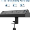 Desk Clamp Power Strip USB C,40W Total Fast Charging Station,4 PD 20W USB C Ports,Desk Edge Mount Power Strip 6 USB Ports 5 AC Outlets Surge Protector,Fit 1.96" Tabletop Edge,ETL Listed