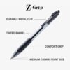 Zebra Pen Z-Grip Retractable Ballpoint Pen, Medium Point, Black Ink, Model Number 22218, 18-Pack (22218)