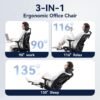 Ergonomic Office Chair, 3-Level Tilt Backrest, 3D Headrest & Armrest and Retractable Footrest, Mesh Breathable SGS Class 4 Gas Clylinder, Dark Grey and Black