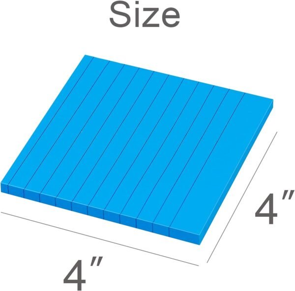 (8 Pack) Lined Sticky Notes 4x4 Bright Stickies Colorful Super Sticking Power Memo Pads, 8 Colors, Strong Adhesive