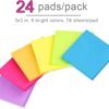 (24 Pack) Sticky Notes 3x3 in Post Bright Stickies Colorful Super Sticking Power Memo Pads, Strong Adhesive, 74 Sheets/pad