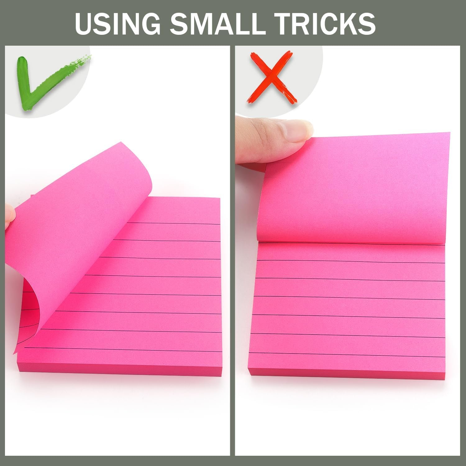 6 Pads Lined Sticky Notes 3x3 Sticky Notes with Lines Self-Stick Note Pads 6 Bright Multi Colors,100 Sheet/Pad - Image 5