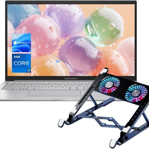 ASUS Vivobook Premium 17.3 F1704 AI Business Laptop, 17.3 FHD, Intel i7-1355U, 24GB RAM, 1TB SSD, Backlit Numeric KB, Privacy Camera, Bundle with PCO Notebook Folding Radiator, Laptop Cooler