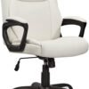 Amazon Basics Classic Puresoft PU Padded Mid-Back Height Adjustable Office Computer Desk Chair with Armrest, 26"D x 23.75"W x 42"H, Cream