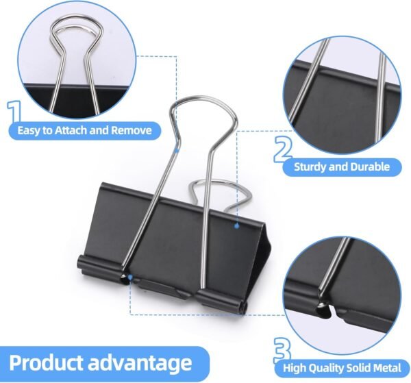 660 PCS Binder Clips Assorted Sizes Including X Large, Large, Medium, Small, X Small and Micro, Office Supplies File Clamps Paper Clips, 6 Sizes in 1 Pack, Metal Black Clamps for School, Home