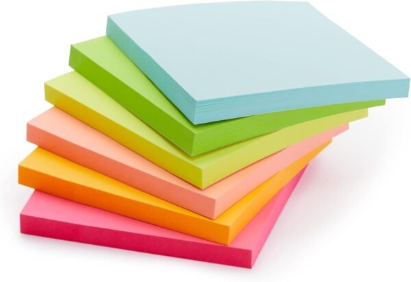 Amazon Basics Bulk Sticky Notes Office Supplies for Desk, 3x3 inch, 12-Pack, Assorted Colors