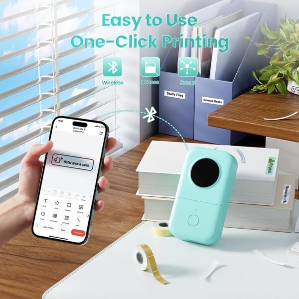 Phomemo D30 Label Maker Machine, Portable Bluetooth Mini Label Printer, Smart Phone Handheld Thermal Sticker Small Labeler Multiple Templates Font Icon Inkless for Home Office