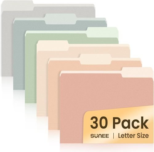 61dFMsiRswL._AC_SL1500_.jpg SUNEE File Folders, 30 Pack Manilla Folders 8.5 x 11, Colored File Folders Home Office School Supplies for Documents Files Paper,6 Pastel Colors