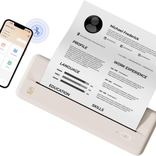 HPRT Portable Printers Wireless for Travel - MT810 Bluetooth Thermal Inkless Compact Printer, Paper Rolls Mobile Printing for Vehicles Office, Compatible with iPhone Android & Laptop