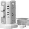 Surge Protector Power Strip Tower with USB C Port(PD18W),10FT Extension Cord with 12 AC Outlets 5 USB Charging Ports, PASSUS Power Tower Surge Protection for Home Office DormRoom